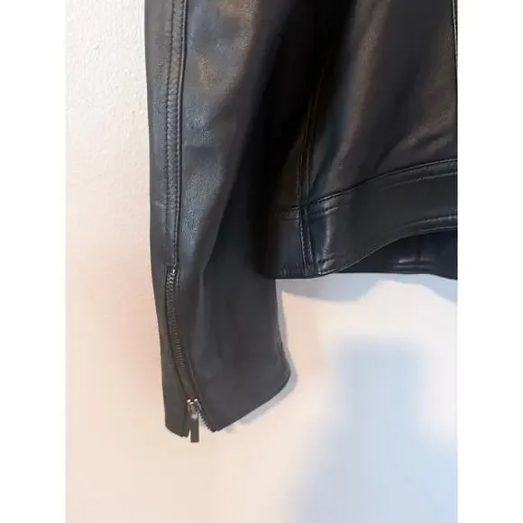 PONTE VECCHIO supple black 100% leather lambskin (?) moto Italian jacket coat - Picture 7 of 12